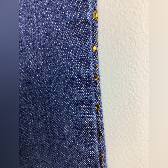 Vintage Cache Rhinestone Studded Wide Leg Jeans Size 2 - Picture 2 of 5
